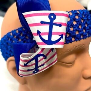 Blue anchor Adult Headband by Victoria Leland Designs